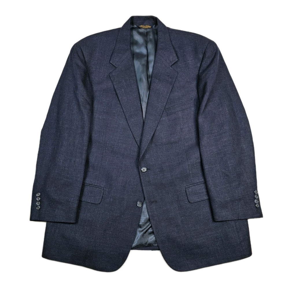 Vtg Brooks Brothers Blazer Men 46R Navy Blue Linen Jacket Made In USA Union Made